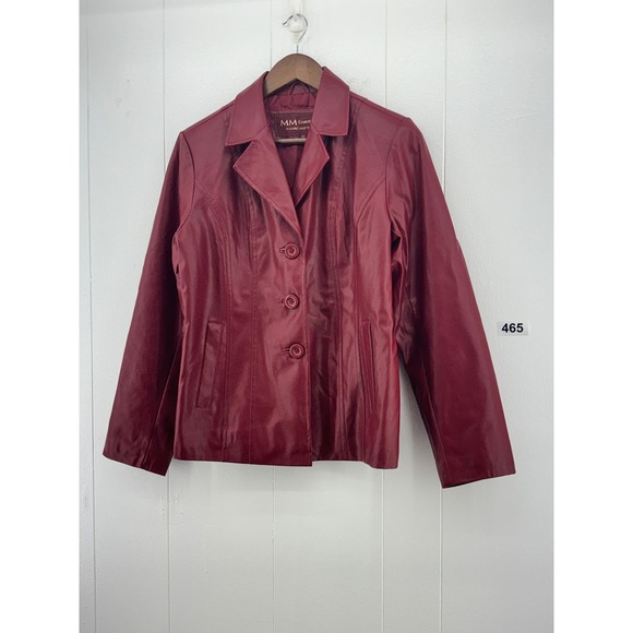 MM Essentials by Marc Mattis Jackets & Blazers - MM Essentials Marc Mattis Faux Leather Jacket Burgundy Red Blazer Small